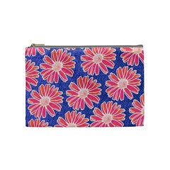 Pink Daisy Pattern Cosmetic Bag (medium)  by DanaeStudio