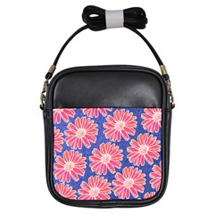 Pink Daisy Pattern Girls Sling Bags by DanaeStudio