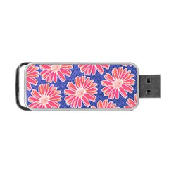 Pink Daisy Pattern Portable Usb Flash (two Sides) by DanaeStudio