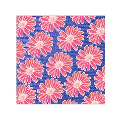 Pink Daisy Pattern Small Satin Scarf (square)  by DanaeStudio