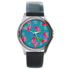 Carnations Round Metal Watch