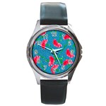 Carnations Round Metal Watch Front