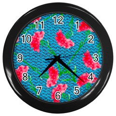 Carnations Wall Clocks (black)