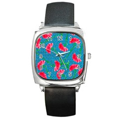 Carnations Square Metal Watch