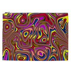 Abstract Shimmering Multicolor Swirly Cosmetic Bag (xxl)  by designworld65