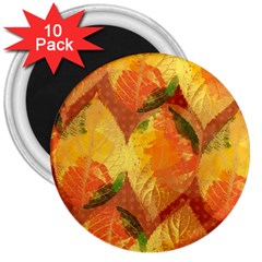 Fall Colors Leaves Pattern 3  Magnets (10 Pack)  by DanaeStudio