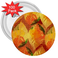 Fall Colors Leaves Pattern 3  Buttons (100 Pack)  by DanaeStudio