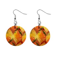 Fall Colors Leaves Pattern Mini Button Earrings by DanaeStudio