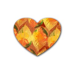 Fall Colors Leaves Pattern Heart Coaster (4 Pack)  by DanaeStudio