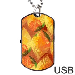 Fall Colors Leaves Pattern Dog Tag Usb Flash (one Side)