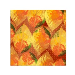 Fall Colors Leaves Pattern Small Satin Scarf (square)  by DanaeStudio