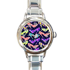 Colorful High Heels Pattern Round Italian Charm Watch