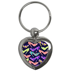 Colorful High Heels Pattern Key Chains (heart)  by DanaeStudio