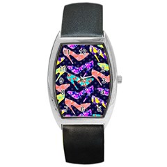 Colorful High Heels Pattern Barrel Style Metal Watch