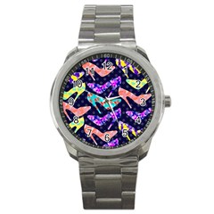 Colorful High Heels Pattern Sport Metal Watch