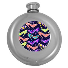 Colorful High Heels Pattern Round Hip Flask (5 Oz) by DanaeStudio