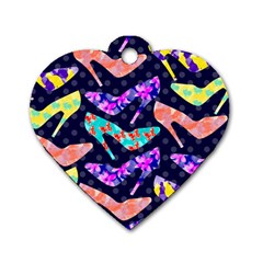 Colorful High Heels Pattern Dog Tag Heart (One Side)