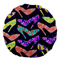 Colorful High Heels Pattern Large 18  Premium Round Cushions by DanaeStudio