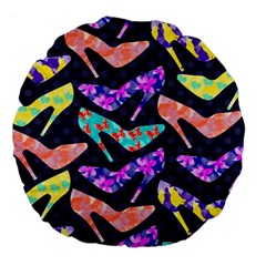 Colorful High Heels Pattern Large 18  Premium Flano Round Cushions by DanaeStudio