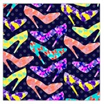 Colorful High Heels Pattern Large Satin Scarf (Square) Front