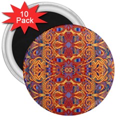 Oriental Watercolor Ornaments Kaleidoscope Mosaic 3  Magnets (10 Pack)  by EDDArt