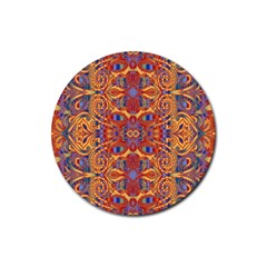 Oriental Watercolor Ornaments Kaleidoscope Mosaic Rubber Coaster (round)  by EDDArt