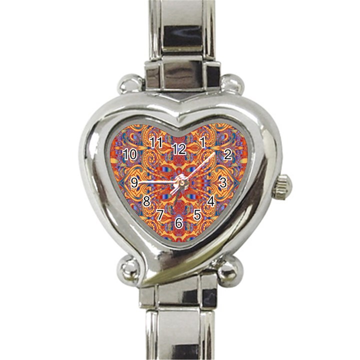 Oriental Watercolor Ornaments Kaleidoscope Mosaic Heart Italian Charm Watch