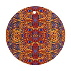 Oriental Watercolor Ornaments Kaleidoscope Mosaic Round Ornament (two Sides)  by EDDArt