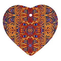 Oriental Watercolor Ornaments Kaleidoscope Mosaic Heart Ornament (2 Sides) by EDDArt