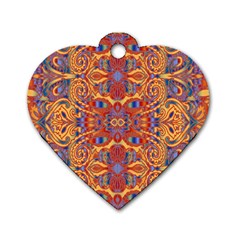 Oriental Watercolor Ornaments Kaleidoscope Mosaic Dog Tag Heart (two Sides) by EDDArt