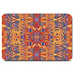 Oriental Watercolor Ornaments Kaleidoscope Mosaic Large Doormat  by EDDArt