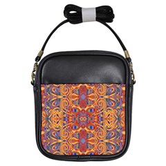 Oriental Watercolor Ornaments Kaleidoscope Mosaic Girls Sling Bags by EDDArt