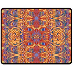 Oriental Watercolor Ornaments Kaleidoscope Mosaic Fleece Blanket (medium)  by EDDArt