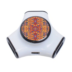 Oriental Watercolor Ornaments Kaleidoscope Mosaic 3-port Usb Hub by EDDArt