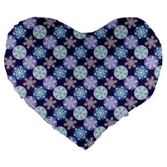 Snowflakes Pattern Large 19  Premium Heart Shape Cushions by DanaeStudio