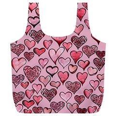 Artistic Valentine Hearts Full Print Recycle Bags (l)  by BubbSnugg