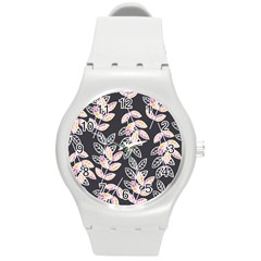 Winter Beautiful Foliage  Round Plastic Sport Watch (m)