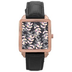 Winter Beautiful Foliage  Rose Gold Leather Watch 