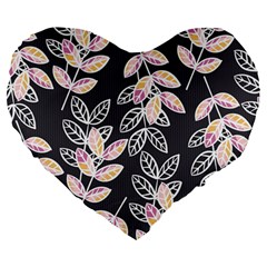 Winter Beautiful Foliage  Large 19  Premium Flano Heart Shape Cushions