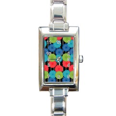 Vibrant Retro Pattern Rectangle Italian Charm Watch by DanaeStudio