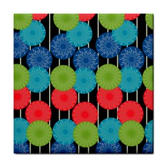 Vibrant Retro Pattern Tile Coasters