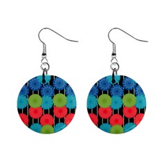 Vibrant Retro Pattern Mini Button Earrings by DanaeStudio