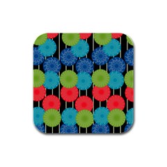 Vibrant Retro Pattern Rubber Square Coaster (4 Pack)  by DanaeStudio