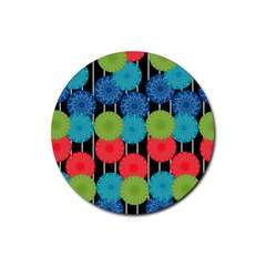 Vibrant Retro Pattern Rubber Coaster (round)  by DanaeStudio