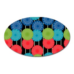 Vibrant Retro Pattern Oval Magnet