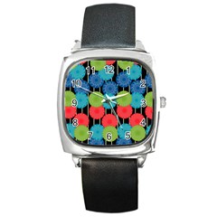 Vibrant Retro Pattern Square Metal Watch by DanaeStudio