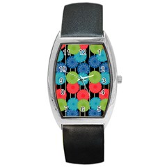 Vibrant Retro Pattern Barrel Style Metal Watch by DanaeStudio