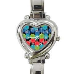 Vibrant Retro Pattern Heart Italian Charm Watch by DanaeStudio