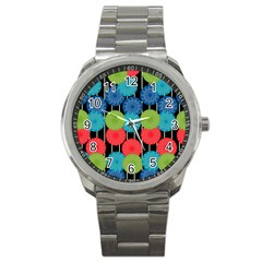 Vibrant Retro Pattern Sport Metal Watch by DanaeStudio