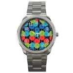 Vibrant Retro Pattern Sport Metal Watch Front